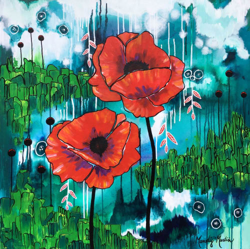 "What a Wonderful World" Poppy Painting | Oil And Acrylic Painting in Paintings by Mandy Martin Art