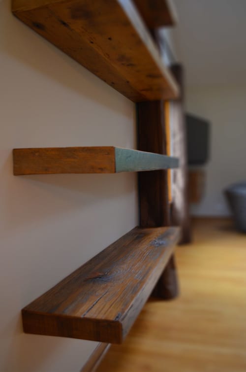 Rustic wood floating shelves | Storage by Abodeacious