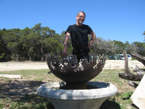 2 Great Bowl O’ Fire Sculptural Firebowls at Wizard Academy | Public Sculptures by John T Unger