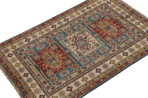 Rug & Kilim’s Kazak style rug in Red, Blue and Beige-Brown | Area Rug in Rugs by Rug and Kilim