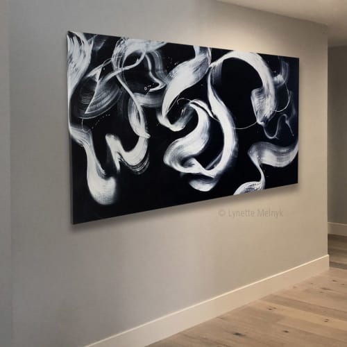 The Night Our Stars Aligned - black and white abstract art | Paintings by Lynette Melnyk