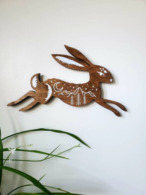 Rabbit wood wall art, nursery decor
