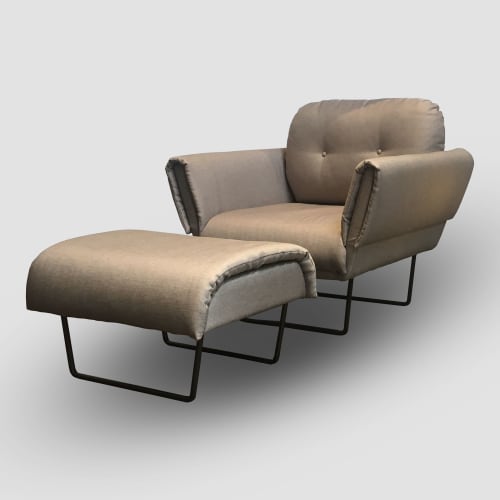"Ro" Modernist Armchair with Ottoman | Chairs by Alessandra Delgado Design | Private Residence - São Paulo - SP in Pinheiros