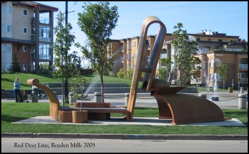 Red Deer Line | Public Sculptures by Royden Mills Professional Sculptor | Centennial Plaza Park in Red Deer
