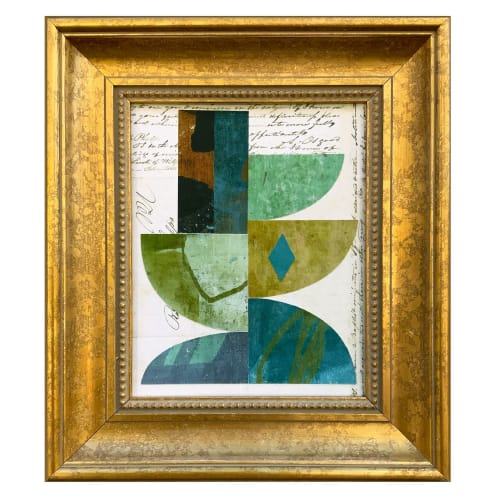 Mid Century Abstract Collage in Vintage Frame | Paintings by Suzanne Nicoll Studio