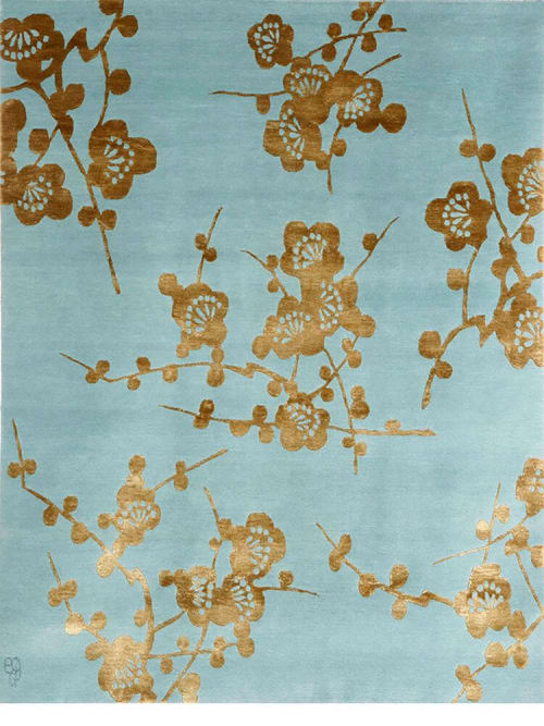 SPRAY (seablue gold) | Small Rug in Rugs by Emma Gardner Design, LLC