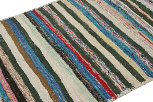 Vintage Shahsavan Persian Kilim with Polychromatic Stripes | Area Rug in Rugs by Rug and Kilim