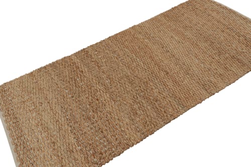 Modern Flatweave Runner in Beige/Brown, with Textural Stripe | Rugs by Rug and Kilim