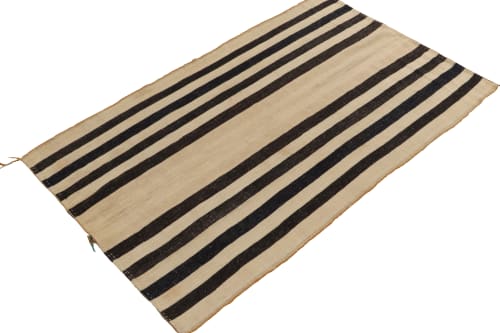 Vintage Turkish Kilim rug in Beige-Brown with Black Stripe | Rugs by Rug a