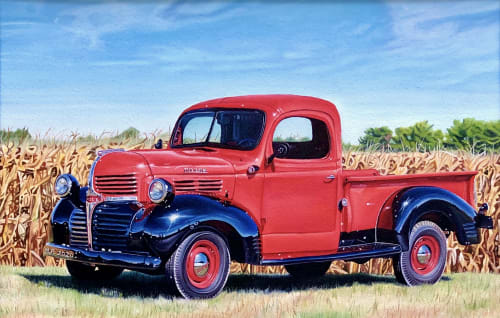 Red Truck - oil painting | Oil And Acrylic Painting in Paintings by Melissa Patel