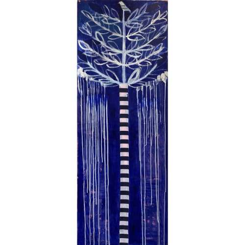 Tree of Life Series: Blue Drips | Oil And Acrylic Painting in Paintings by Pam (Pamela) Smilow