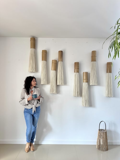 Bamboo & Wool Sculpture | Wall Hangings by Olivia Fiber Art