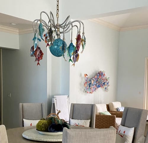 Multi Fish Chandelier | Chandeliers by Anchor Bend Glassworks