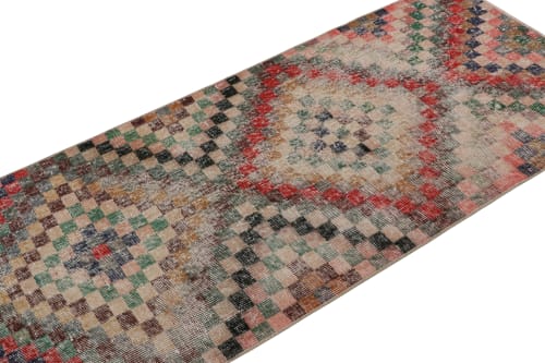 Vintage Zeki Müren Runner Rug, with Geometric Patterns | Rugs by Rug a