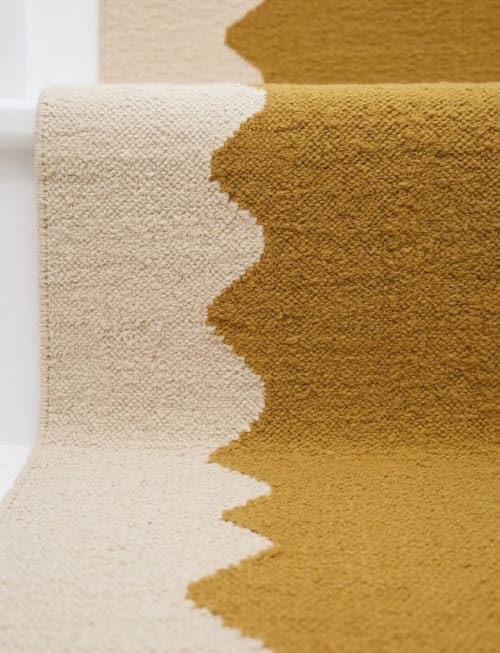 Handwoven Woolen Yellow Runner Rug | Rugs by Evergreen Carpets