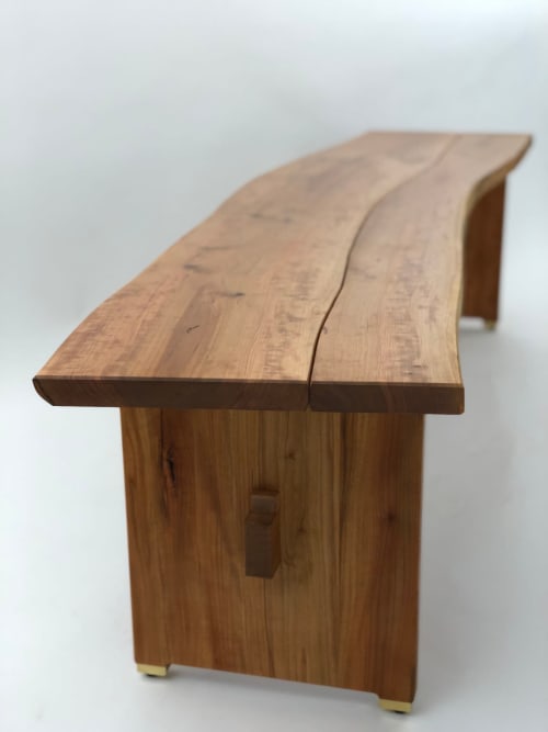 Live Edge Trestle Bench | Benches & Ottomans by Brian Holcombe Woodworker