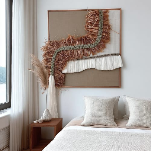 Cascade Linen framed wall art | Wall Hangings by Ranran Studio by Belen Senra