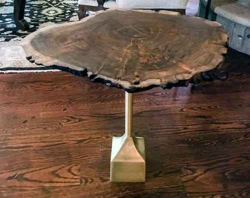 Claro Walnut Burl Live Edge End Table with Copper Inlay | Tables by Natural Wood Edge Creations by Rick Griggs