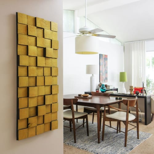 Squared Gold Elevations | Sculptures by Modern Art Woodworks | Canyon View Estates in Santa Clarita