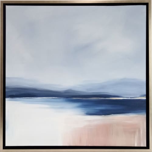 Coastal View I- Framed Original Painting on Canvas 24"x24" | Oil And Acrylic Painting in Paintings by 330art