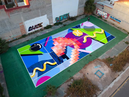 Playing The Flamingo Pixel | Street Murals by Dante Arcade
