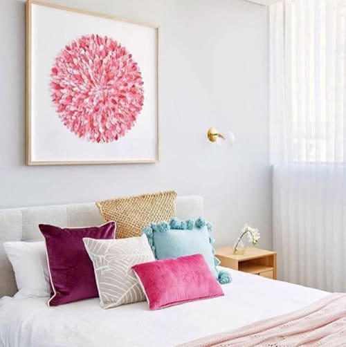 "Scarlet Finch" paper feather artwork | Mixed Media by Mondocherry