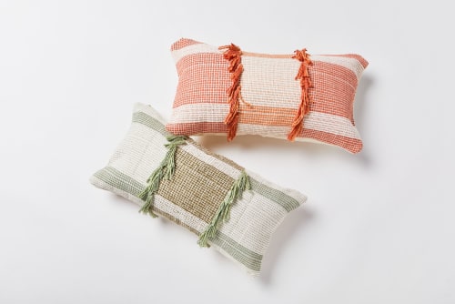 Tolima Lumbar Terracotta & Sage Green Pillow Case | Pillows by ZUAHAZA | Finca San Felipe in La Calera