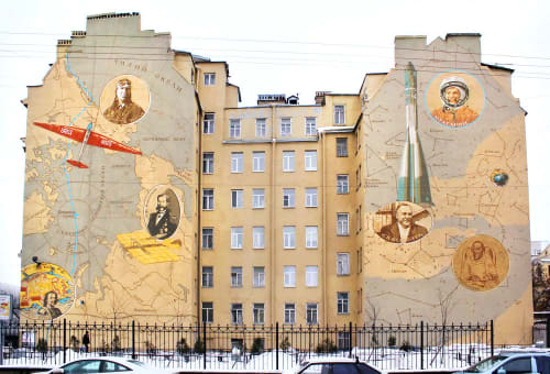 Mural Tribute to the First Man in Space | Street Murals by Yulia Avgustinovich