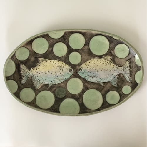 Ceramic Platter with Spotted Fish | Art & Wall Decor by Marla Benton