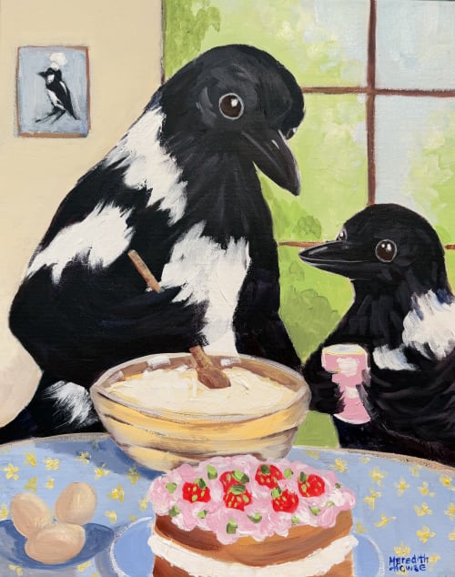 Cake with Mum | Oil And Acrylic Painting in Paintings by Meredith H