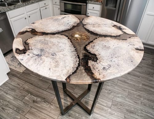 White Waxed Maple Burl Bistro Table | Tables by Lumberlust Designs