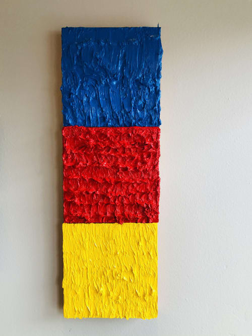 Three Small Panels Yellow, Blue, and Red - Texture and Color | Oil And Acrylic Painting in Paintings by Kerry Campbell
