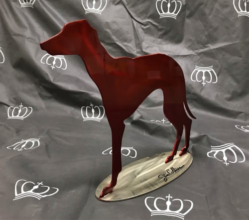Red Whippet Dog | Public Sculptures by jim collins sculpture
