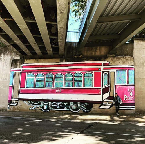 Rosie the Trolley | Murals by Mari Pohlman | Cedar Springs Road in Dallas