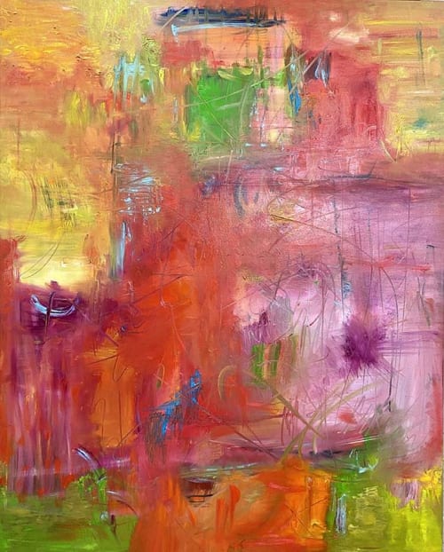 Eye On Art Contemporary Oil Abstract | Oil And Acrylic Painting in Paintings by Strokes by Red - Red (Linda Harrison)