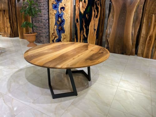 Solid Walnut Round Natural Dining Table | Tables by Gül Natural Furniture