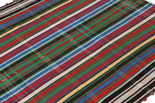 Vintage Persian Kilim in with Vibrant Polychromatic Stripes | Rugs by Rug and Kilim