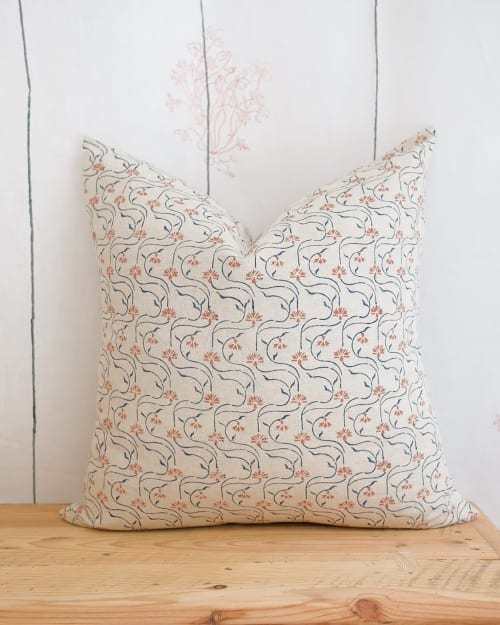 Saba - Hand Block-printed Linen Pillow | Pillows by Soil to Studio | Industry City in Brooklyn