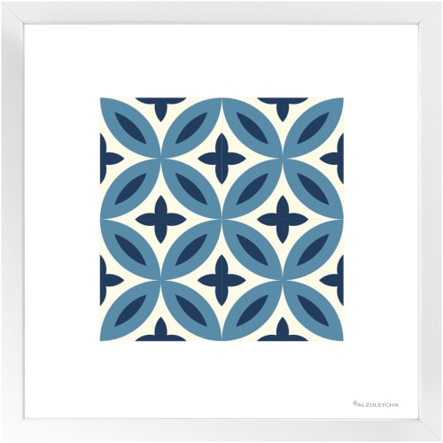 Framed Poster - Art Print 4x4 Folha Oliveira - Azul | Prints by Alzuleycha
