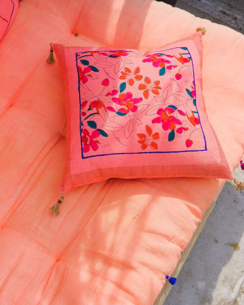Teejan - Handwoven & Block-printed Linen Pillowcase | Pillows by Soil to Studio