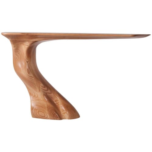 Amorph Frolic Console Facing Right Solid Wood, Honey Stained | Console Table in Tables by Amorph