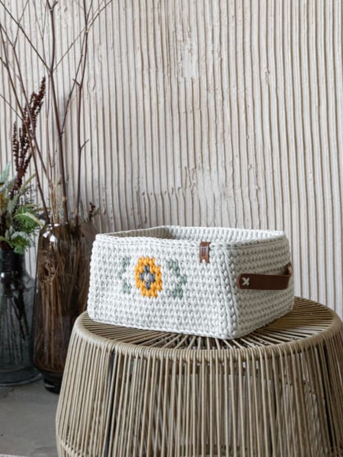 Sunflower basket with handles | SUNFLOWER signature collecti | Storage by Anzy Home | MG Studios / RR by MG Studios in Dnipro