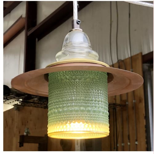 Bubble Glass Globe Pendant Lantern Metal Hood Insulator Cap | Pendants by RailroadWare Lighting Hardware & Gifts
