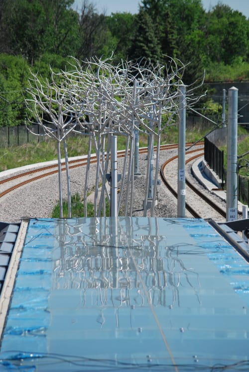 Stand of Birch | Public Sculptures by Don Maynard Studios | Cyrville O-Train East / Est in Ottawa