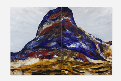 "Neela Parvat" - blue mountain - mythical, magical places | Mixed Media in Paintings by Himani Gupta Studio