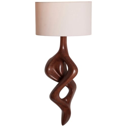 Amorph Nomi Sconces Natural Walnut with Ivory Shade | Sconces by Amorph
