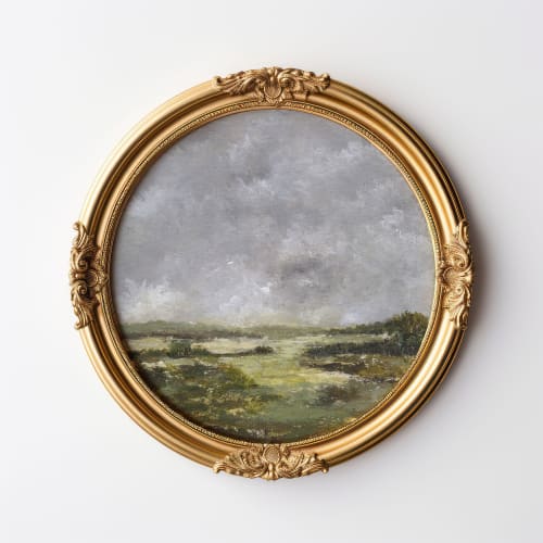 Round Vintage Inspired Landscape Art Print | Paintings by Melissa Mary Jenkins Art