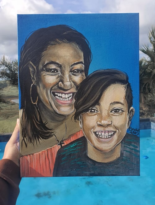 mother and son portrait | Paintings by Manabell