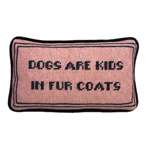 velvet DOGS ARE KIDS IN FUR COATS custom made toss pillow | Pillows by Mommani Threads