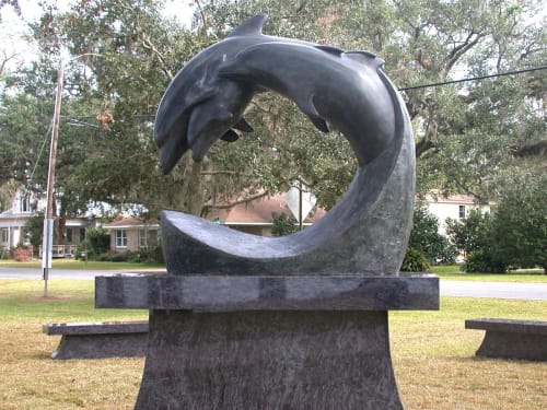Dolphin Family | Public Sculptures by Jim Sardonis | Fairhope in Fairhope